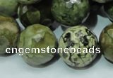 CPS61 15.5 inches 20mm faceted round green peacock stone beads