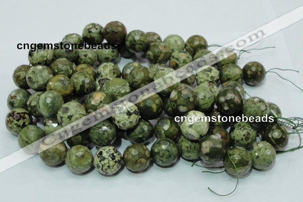 CPS61 15.5 inches 20mm faceted round green peacock stone beads