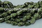 CPS62 15.5 inches 6*8mm faceted teardrop green peacock stone beads