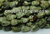 CPS63 15.5 inches 8*12mm faceted teardrop green peacock stone beads