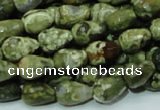 CPS64 15.5 inches 10*14mm faceted teardrop green peacock stone beads