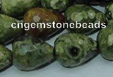 CPS65 15.5 inches 15*20mm faceted teardrop green peacock stone beads