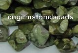 CPS73 15.5 inches 12*12mm faceted rhombic green peacock stone beads