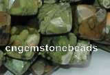 CPS74 15.5 inches 15*15mm faceted rhombic green peacock stone beads