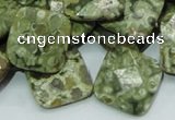 CPS75 15.5 inches 20*20mm faceted rhombic green peacock stone beads