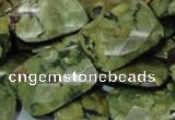 CPS81 15.5 inches 18*25mm faceted rectangle green peacock stone beads