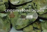 CPS82 15.5 inches 22*30mm faceted rectangle green peacock stone beads