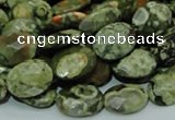 CPS90 15.5 inches 14*18mm faceted oval green peacock stone beads