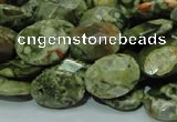 CPS91 15.5 inches 16*20mm faceted oval green peacock stone beads