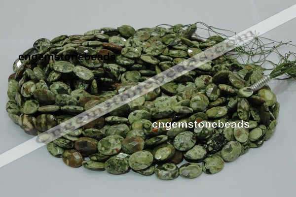 CPS91 15.5 inches 16*20mm faceted oval green peacock stone beads