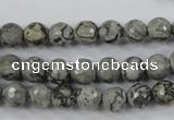 CPT112 15.5 inches 8mm faceted round grey picture jasper beads