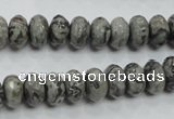 CPT120 15.5 inches 6*10mm faceted rondelle grey picture jasper beads