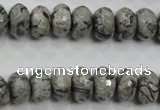 CPT121 15.5 inches 7*12mm faceted rondelle grey picture jasper beads