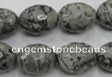 CPT123 15.5 inches 16*20mm faceted rice grey picture jasper beads