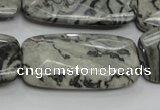 CPT132 15.5 inches 20*40mm faceted rectangle grey picture jasper beads