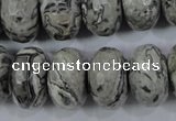 CPT135 15.5 inches 12*20mm faceted rondelle grey picture jasper beads