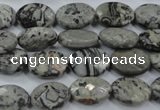 CPT143 15.5 inches 10*14mm faceted oval grey picture jasper beads