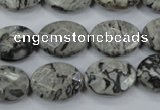 CPT145 15.5 inches 13*18mm faceted oval grey picture jasper beads