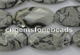 CPT148 15.5 inches 15*30mm faceted marquise grey picture jasper beads