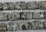 CPT152 15.5 inches 10*14mm faceted rectangle grey picture jasper beads