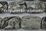 CPT156 15.5 inches 18*25mm faceted rectangle grey picture jasper beads
