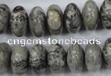 CPT160 15.5 inches 9*16mm rondelle grey picture jasper beads