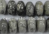 CPT161 15.5 inches 10*18mm rondelle grey picture jasper beads