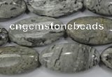 CPT175 15.5 inches 15*30mm marquise grey picture jasper beads