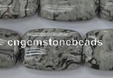 CPT182 15.5 inches 20*30mm rectangle grey picture jasper beads