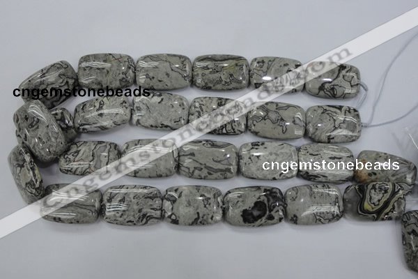 CPT182 15.5 inches 20*30mm rectangle grey picture jasper beads