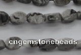 CPT185 15.5 inches 4*6mm oval grey picture jasper beads wholesale