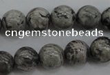 CPT188 15.5 inches 8mm round grey picture jasper beads wholesale