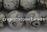 CPT190 15.5 inches 14mm round grey picture jasper beads wholesale