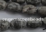 CPT195 15.5 inches 13*18mm faceted rice grey picture jasper beads