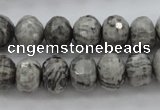 CPT196 15.5 inches 5*8mm faceted rondelle grey picture jasper beads