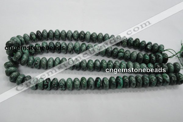 CPT200 15.5 inches 8*14mm rondelle green picture jasper beads