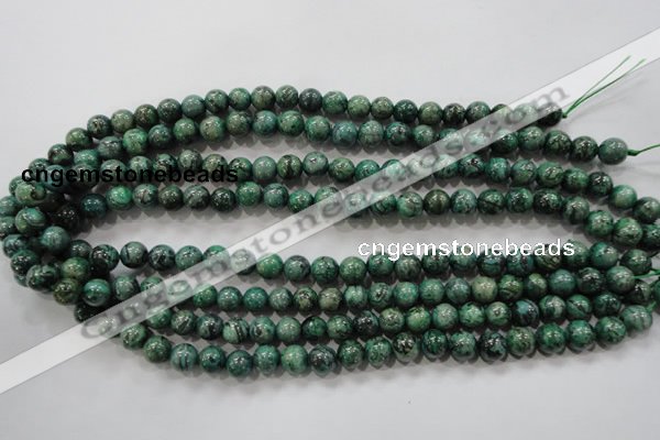 CPT205 15.5 inches 8mm round green picture jasper beads