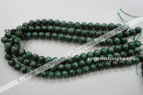 CPT206 15.5 inches 10mm round green picture jasper beads