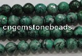 CPT214 15.5 inches 8mm faceted round green picture jasper beads