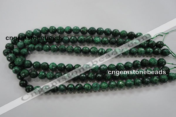 CPT215 15.5 inches 10mm faceted round green picture jasper beads