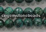 CPT216 15.5 inches 12mm faceted round green picture jasper beads