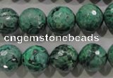 CPT217 15.5 inches 14mm faceted round green picture jasper beads