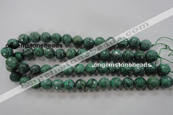 CPT217 15.5 inches 14mm faceted round green picture jasper beads