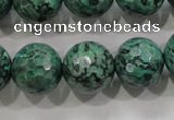 CPT218 15.5 inches 16mm faceted round green picture jasper beads