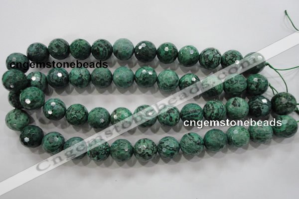 CPT218 15.5 inches 16mm faceted round green picture jasper beads