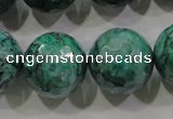 CPT220 15.5 inches 20mm faceted round green picture jasper beads