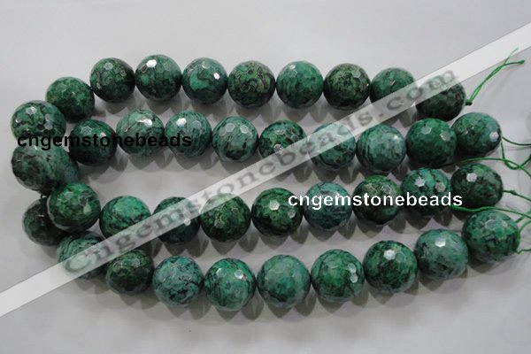 CPT220 15.5 inches 20mm faceted round green picture jasper beads