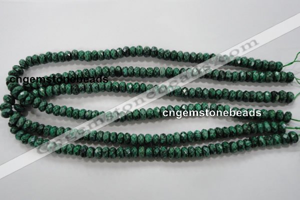 CPT222 15.5 inches 5*8mm faceted rondelle green picture jasper beads
