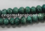 CPT223 15.5 inches 6*10mm faceted rondelle green picture jasper beads