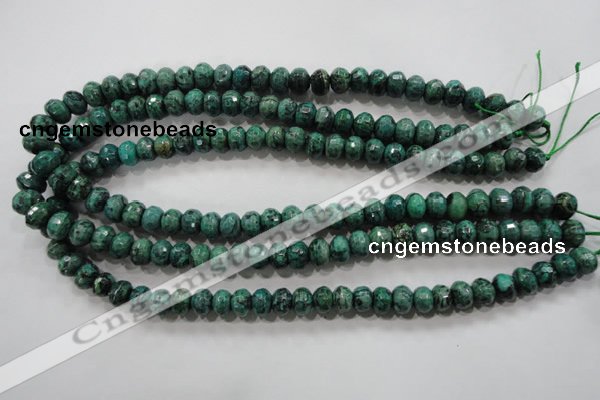 CPT223 15.5 inches 6*10mm faceted rondelle green picture jasper beads